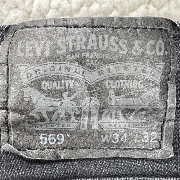 Levi’s 569 Jeans Men’s 34x32 (Actual 34x31) Black Loose Straight Grunge Casual - Picture 5 of 11
